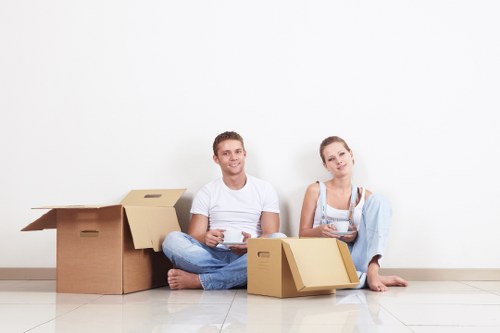 House removals planning in Upper Norwood with moving boxes and a removal van