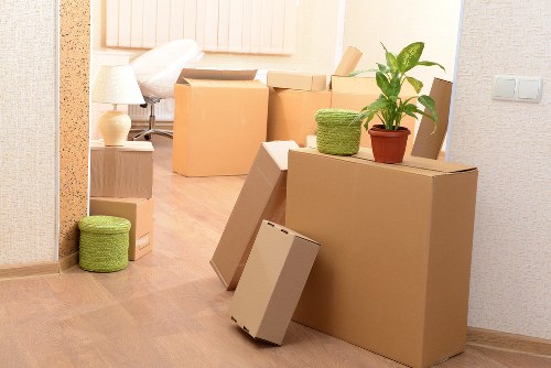 Packing boxes and furniture ready for Uppernorwood removals